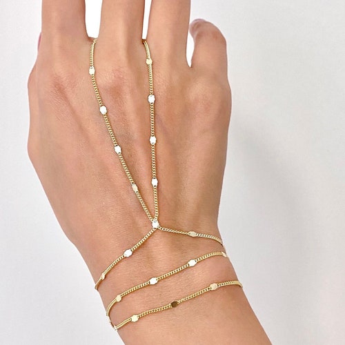 Hand Chain Slave Adjustable Bracelet Jewelery 925 Silver 14K Etsy