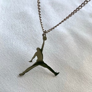 Silver Jumpman Necklace Boyfriend Necklace Gift for Him - Etsy