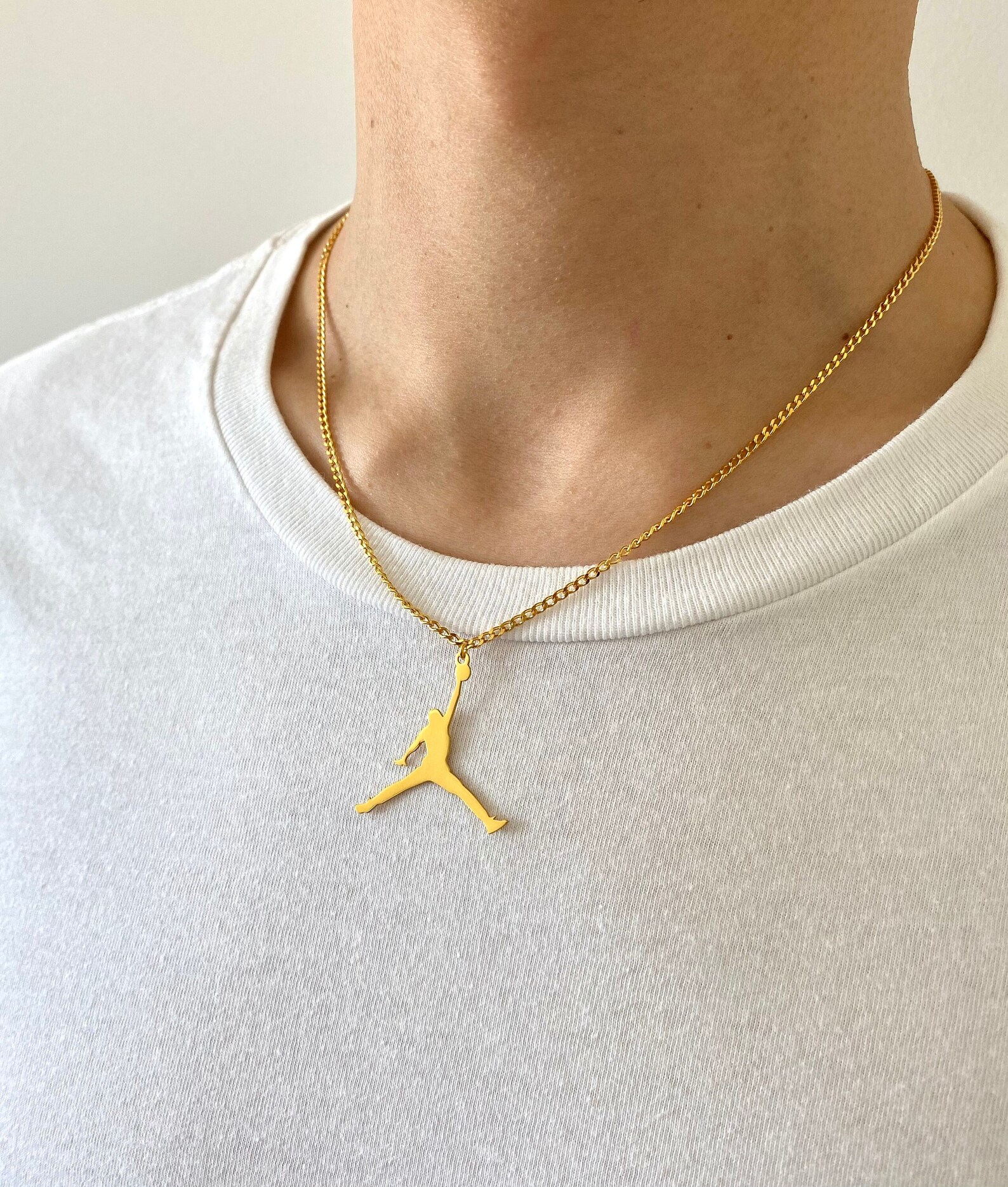 Silver Michael Jordan Necklace Jumpman Necklace Jordan Dunk Etsy