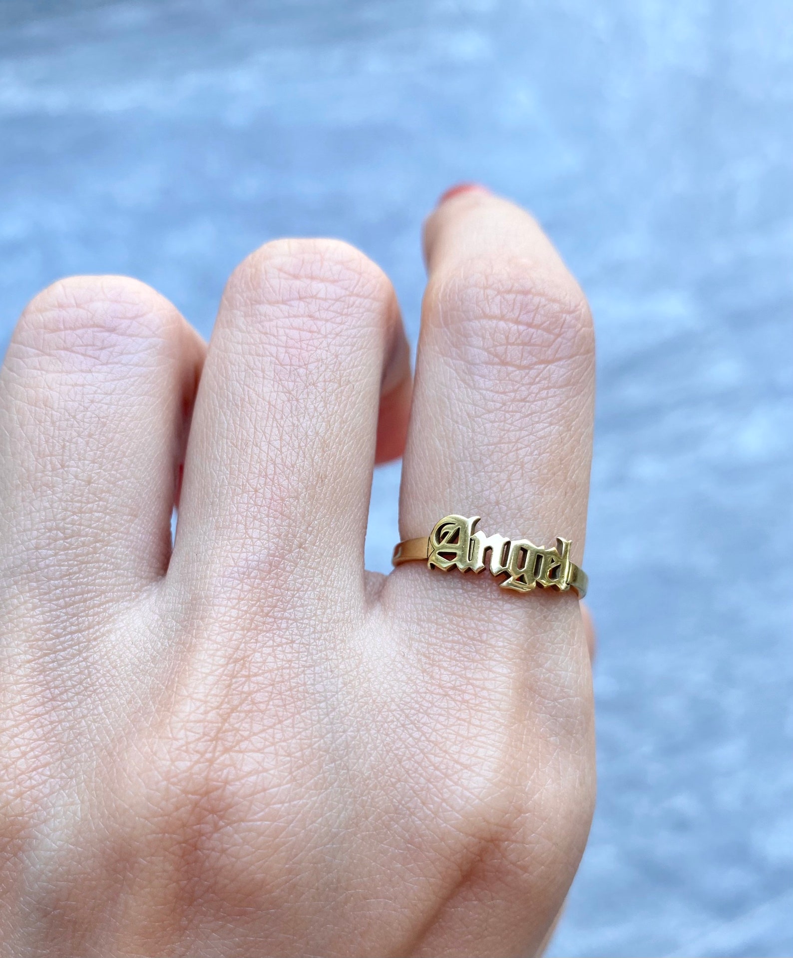 Custom Name Ring Gothic Name Ring Gold Personalized Ring Etsy