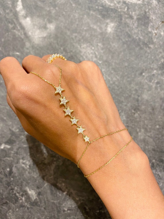 Boho Creative Simple Crystal Finger Bracelet For Women Gold Color Link  Chains Connecting Hand Harness Bangles Y2K Jewelry Gift - AliExpress