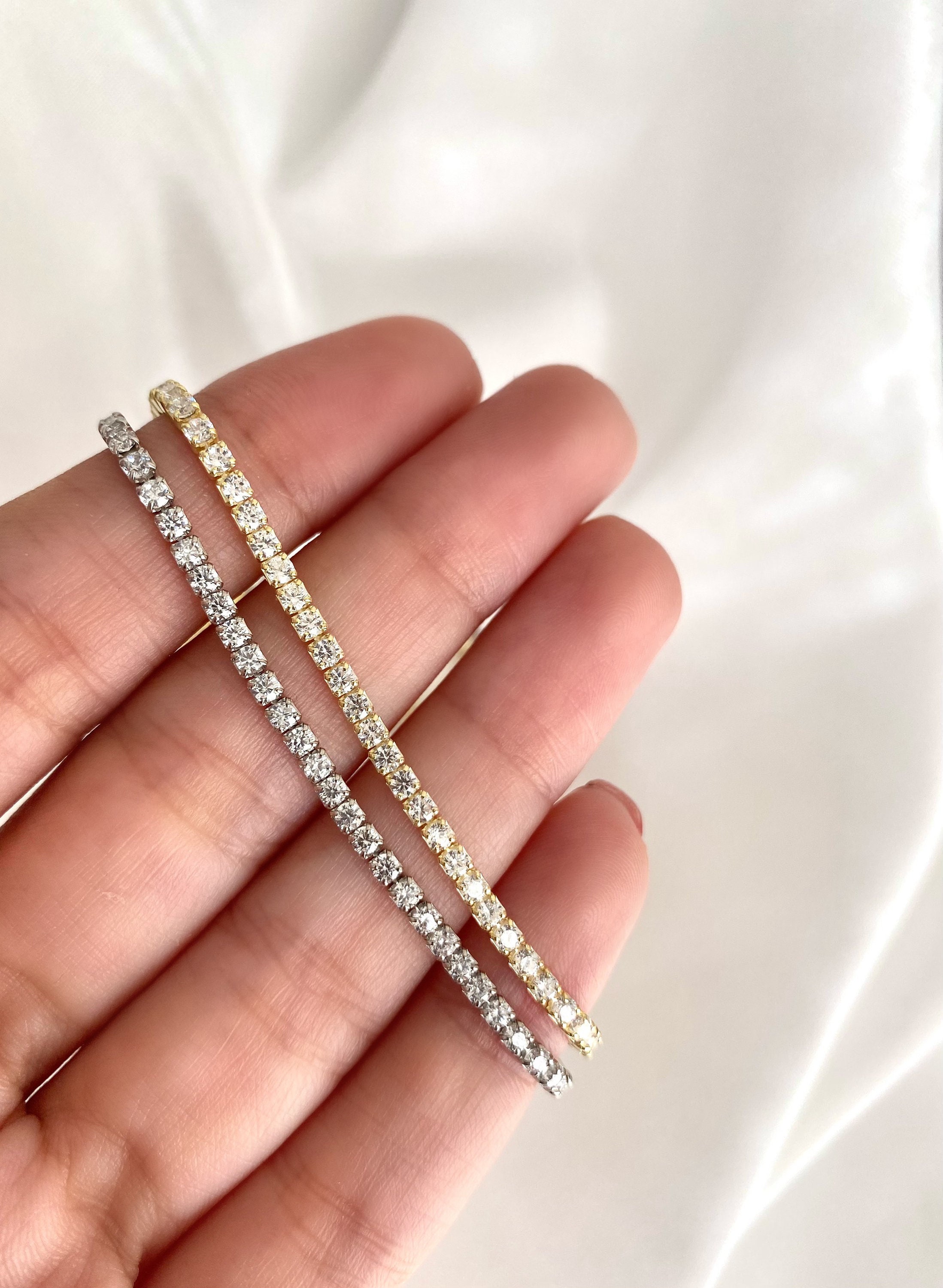 Cubic Zirconia Tennis Choker Necklace Diamond Necklace 925 Etsy