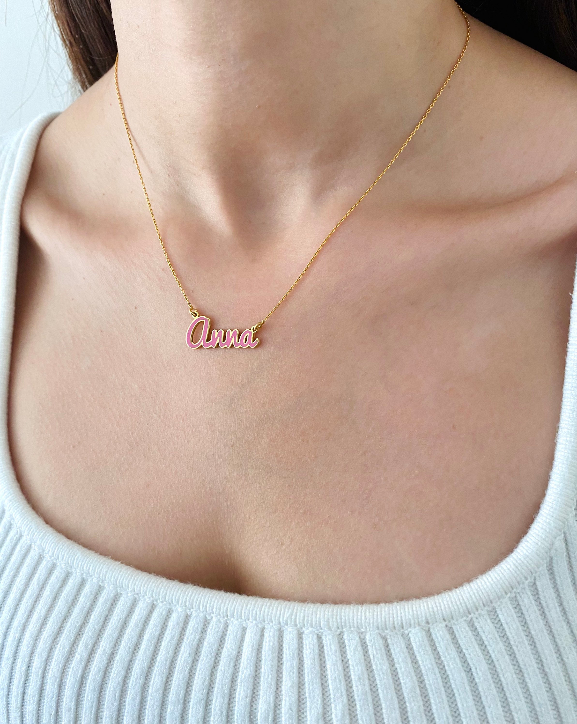 Buy Enamel Custom Name Necklace Multicolor Personalized Name