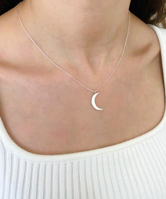 Dainty Crescent Moon Necklace Gold Moon 