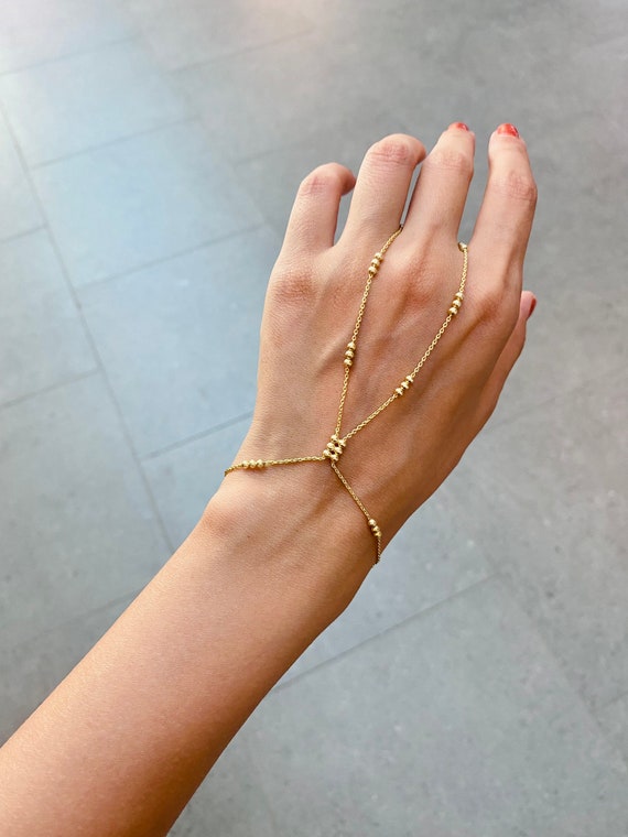 Made by Malyia Artemis Gold-Plated Hand Chain Bracelet + Ring - 20905842 |  HSN