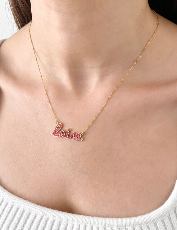 Custom Enamel Name Necklace