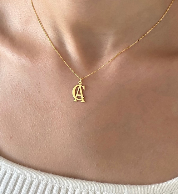 Double Initial Necklace Custom Two 