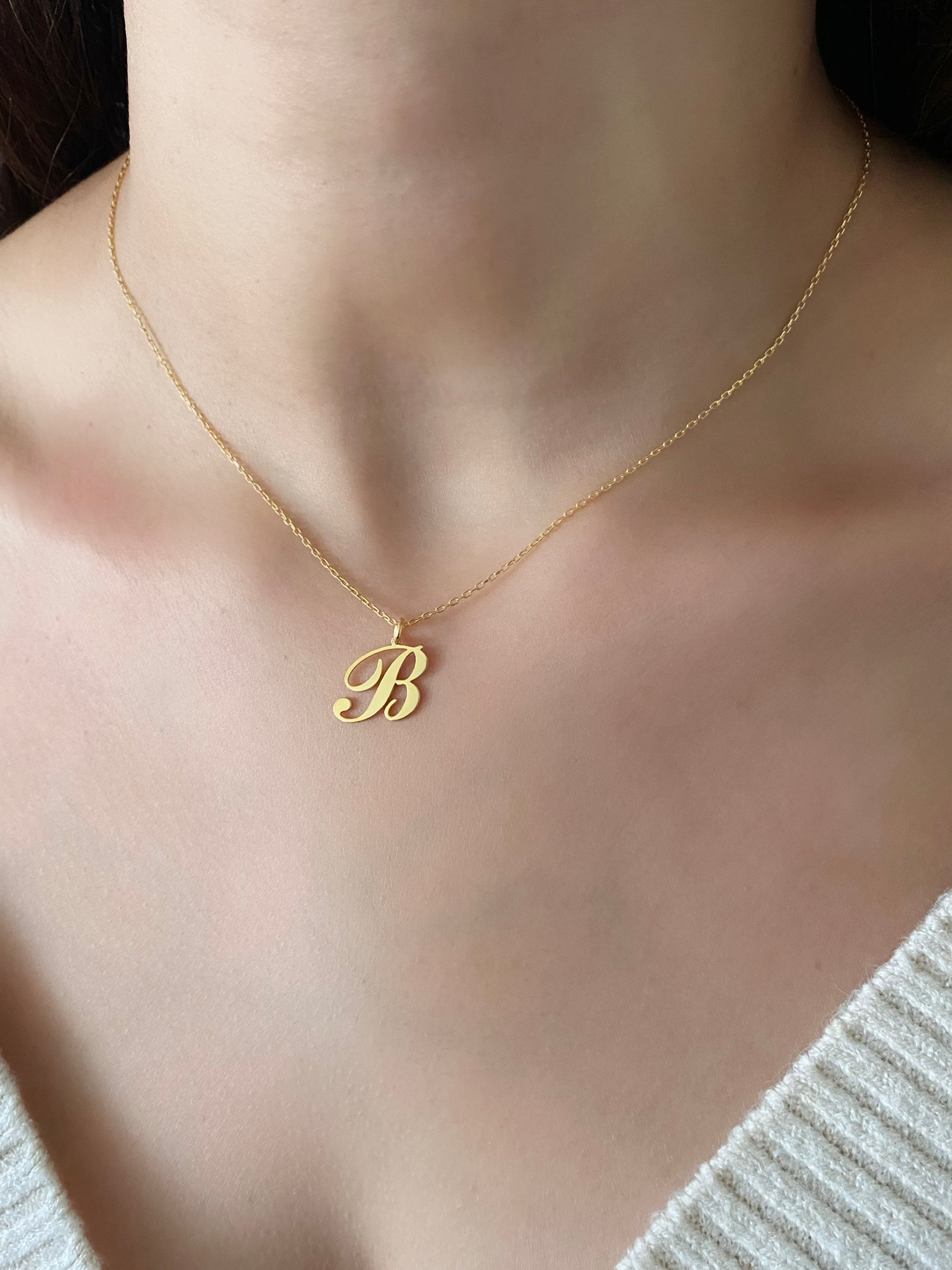 Initial B Necklace Charm Diamond Accents 10K Yellow Gold | Jared