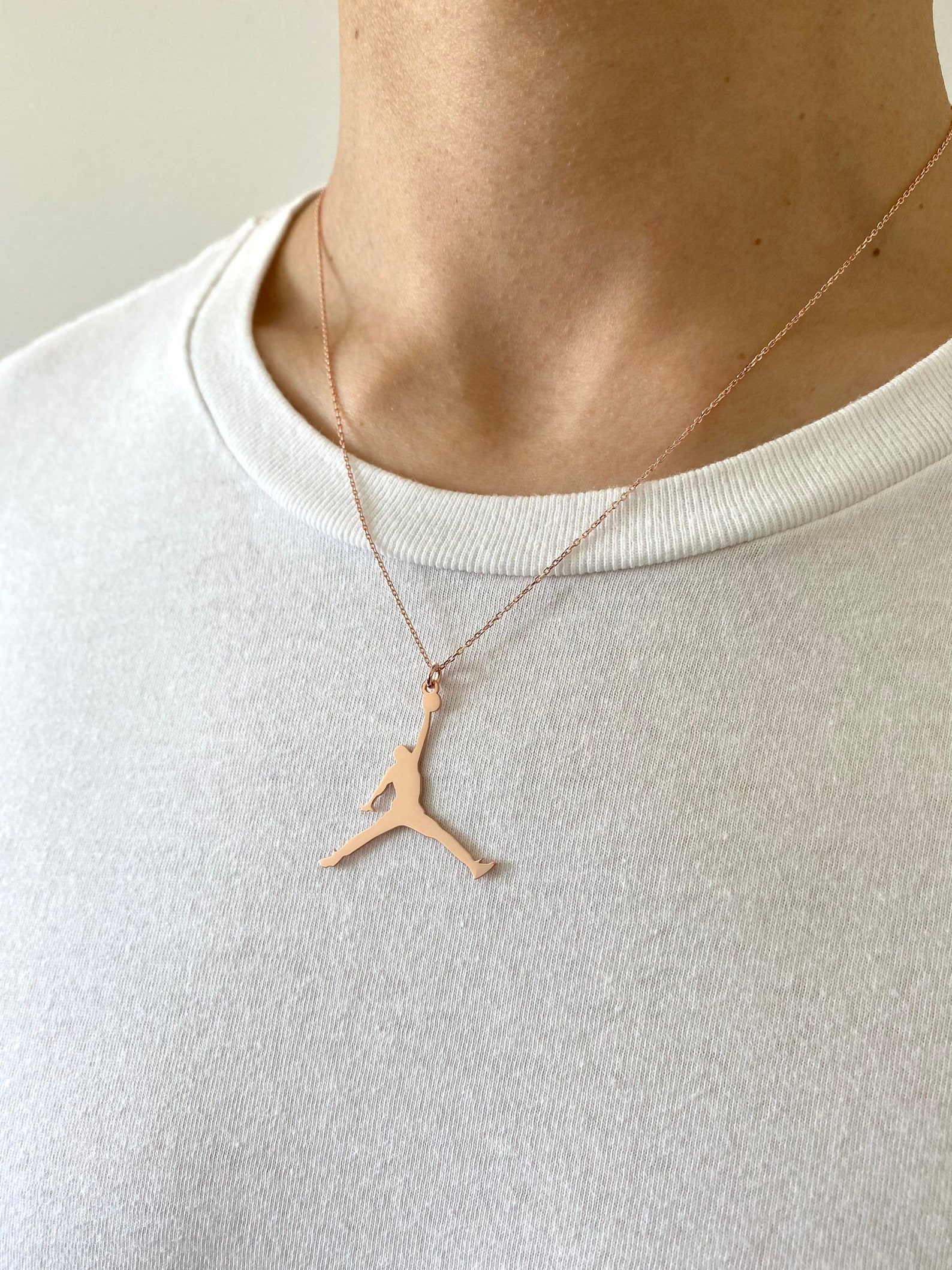 Silver Michael Jordan Necklace Jumpman Necklace Jordan Dunk Etsy