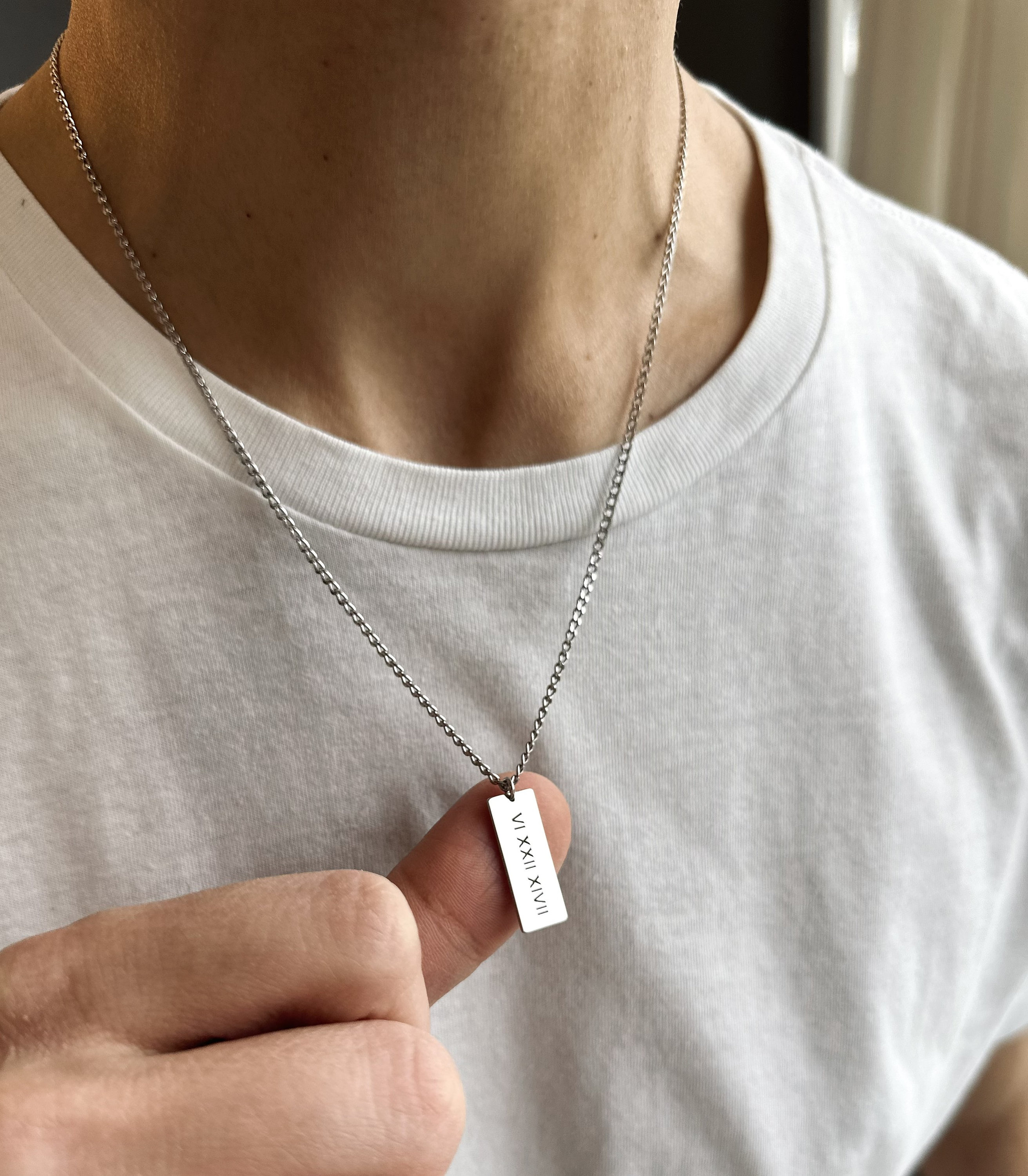 Engraved Necklace for Men Coordinates Necklace Mens Necklace