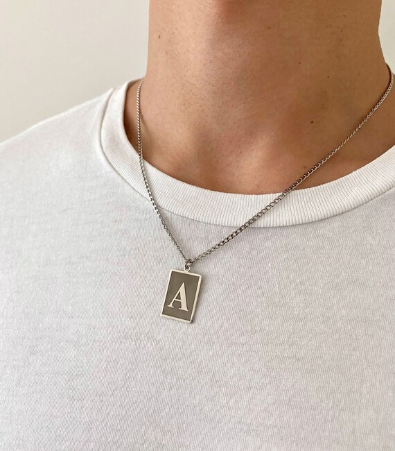 Mens Necklace Custom Letter Necklace 