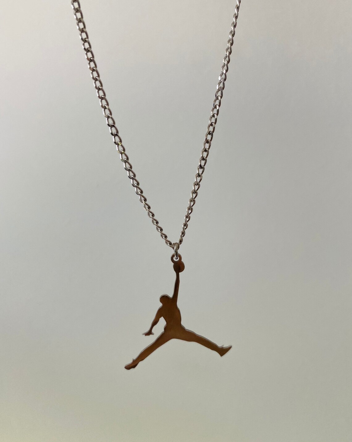 Silver Michael Jordan Necklace Jumpman Necklace Jordan Dunk Etsy