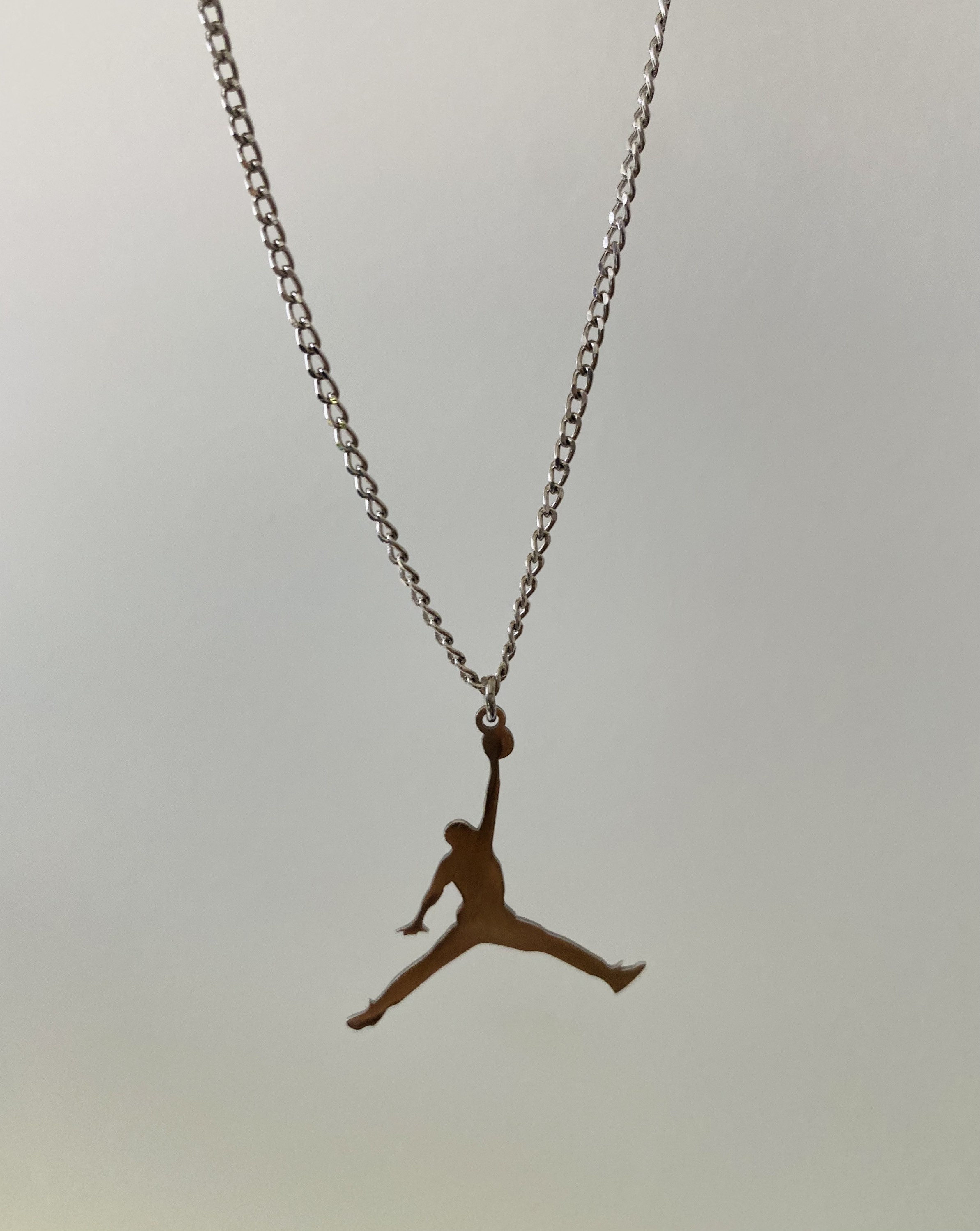 Silver Michael Jordan Necklace Jumpman Necklace Jordan Dunk Etsy
