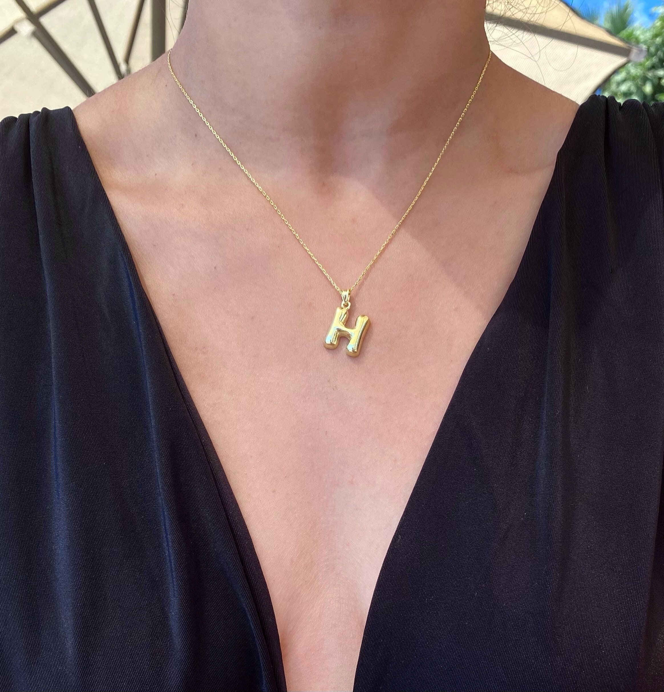 A-Z Single Bubble Letters Pendant Necklaces Men Women Cubic Zircon Jewelry  | Letter pendant necklace, Pendant necklace, Letter pendants
