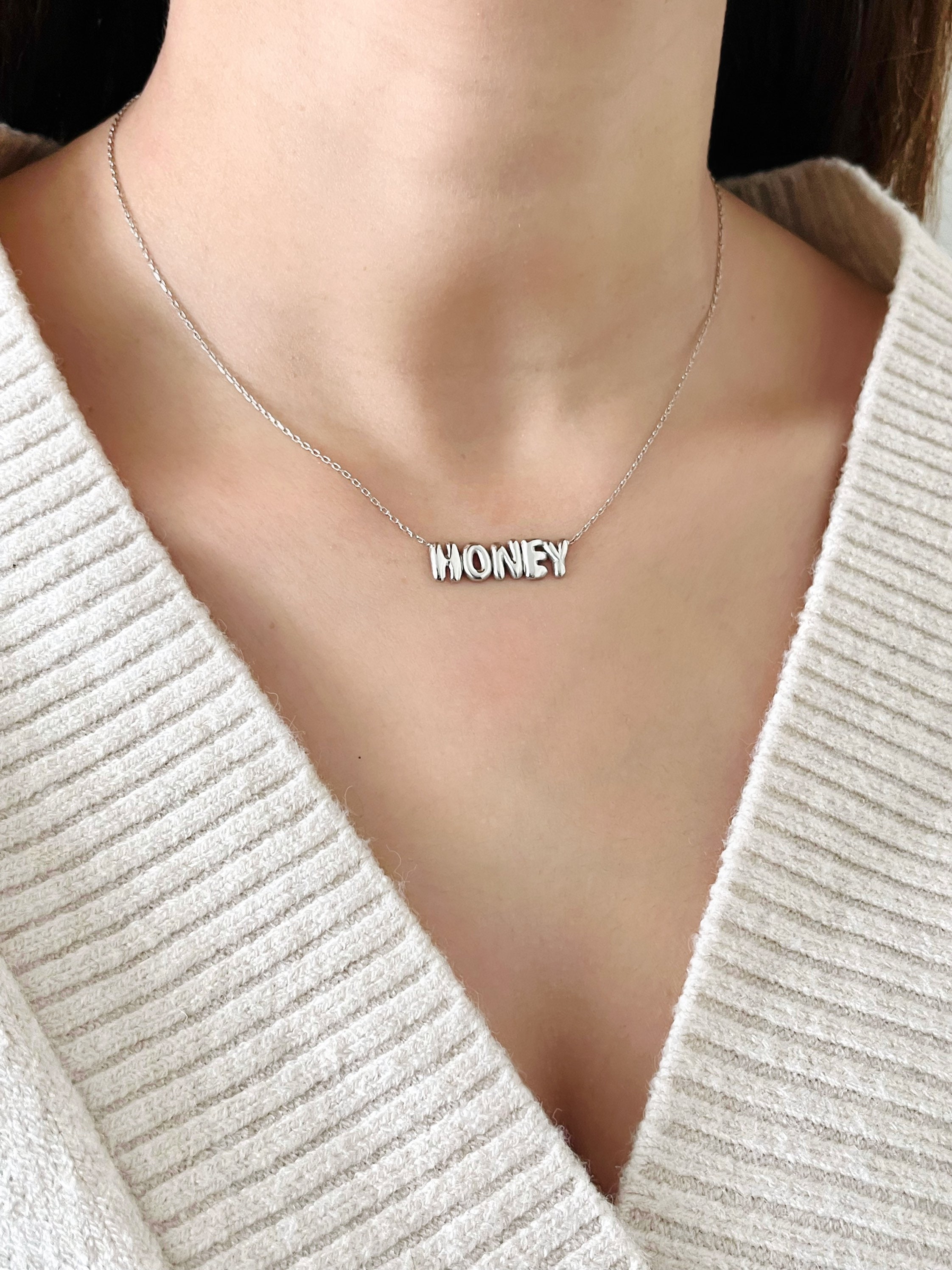 Bubble Name Necklace Personalized Gold 