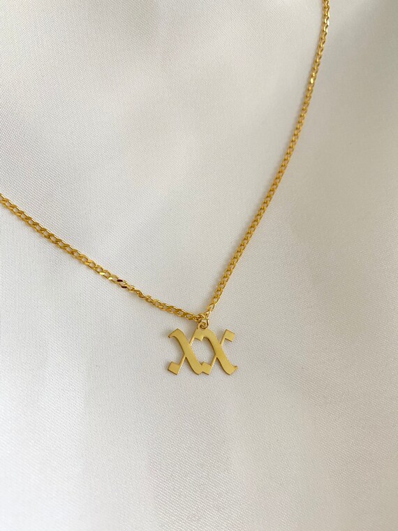 Silver double sale initial necklace