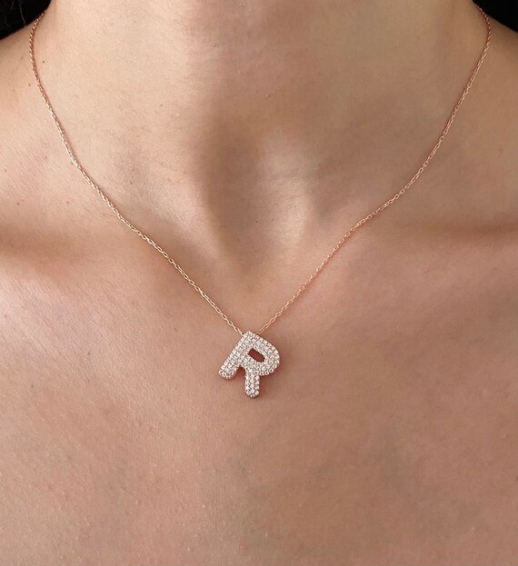 Custom Initial Necklace Icy Bubble 