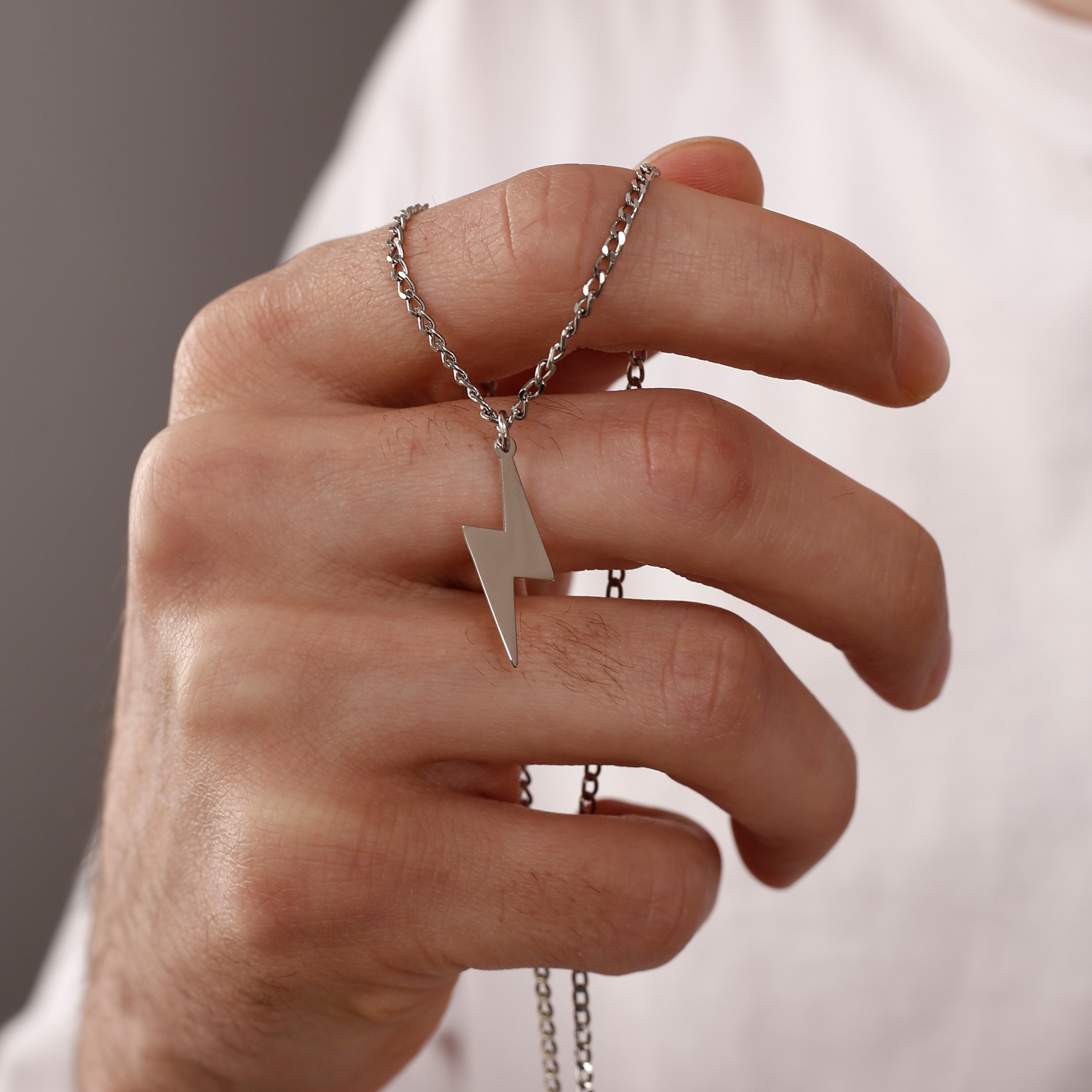 Mens lightning bolt pendant deals