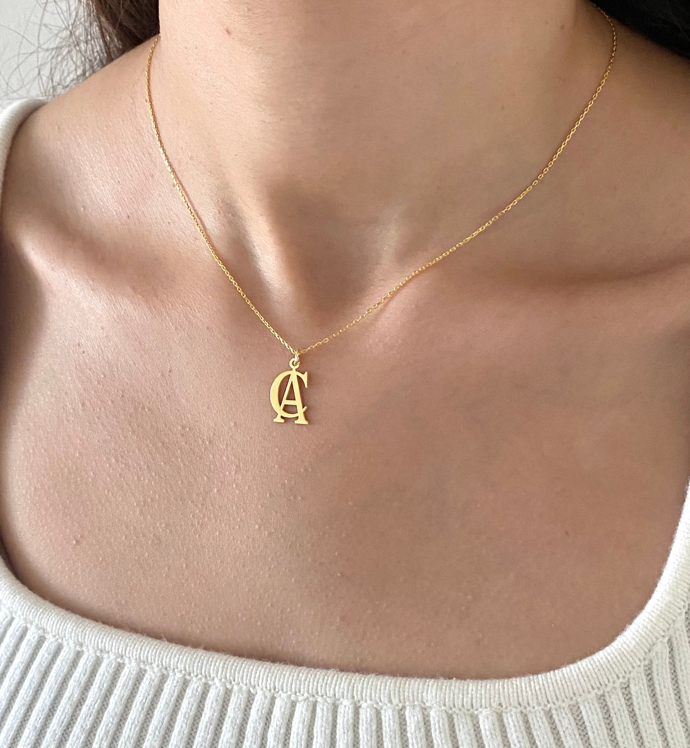 Double Initial Necklace Custom Two Letter Necklace 2 Initial Etsy Double Initial Necklace Custom Two Letter Necklace 2 Initial Etsy