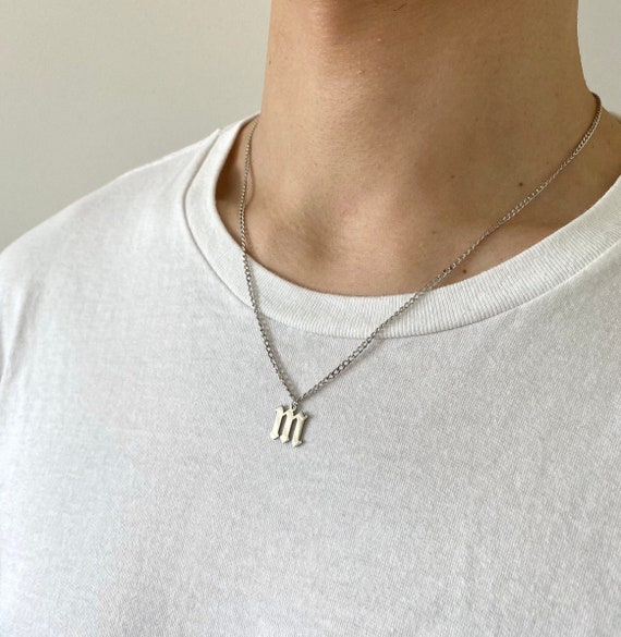 Buy Mens Necklace Silver Initial Necklace Curb Chain Necklace Online in  India 