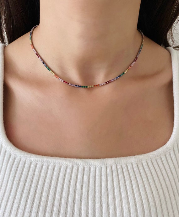 Rainbow Tennis Choker Colorful Choker 
