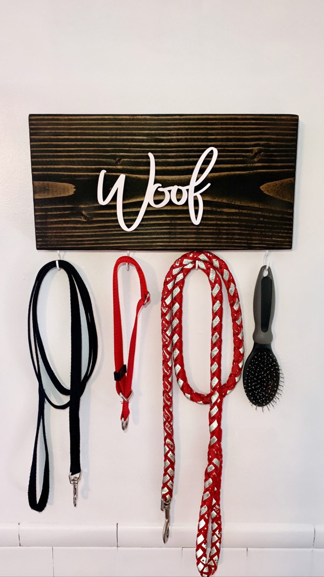 Dog Leash Holder Woof Sign Hooks For Leash Collars Dog Etsy