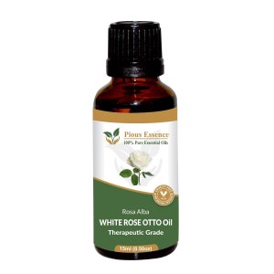 100% Pure Natural Bulgarian White Rose Otto Essential Oil - Pious Essence - Therapeutic Grade White Rose Otto Oil 5ml To 1000ml