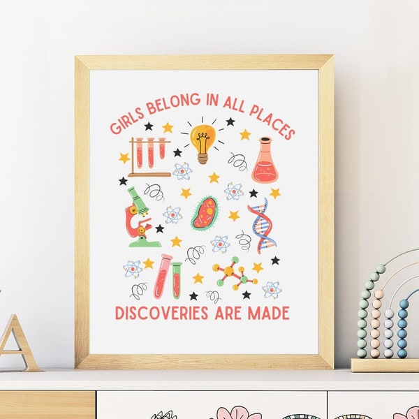 Feminist Nursery Wall Art, Feminist Poster for Nursery, Girls in Science Poster, STEM, Wall Art, Girl Nursery Decor,  Feminism, Power