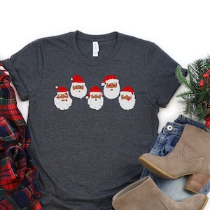 Black Santa Shirt, Funny Santa TShirt for Women, Cute Christmas Shirt, Christmas Tshirt, Holiday Shirt, Ugly Christmas Sweater, Santa Tee