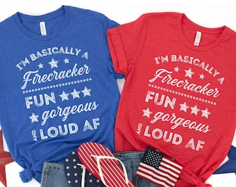 Funny Firecracker Shirt, Cute 4th of July Shirt for Women, Fourth of July Tshirt, Independence Day Shirts, Red White and Blue, Patriotic