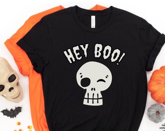 Funny Halloween Shirt, Hey Boo Shirt, Cute Skull Shirt, Family Halloween Shirts, Fall Shirt, Autumn T Shirt Mom Halloween Shirt for Mama Tee