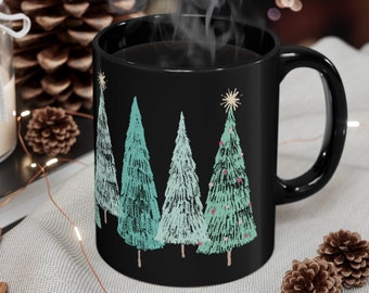 Cute Christmas Coffee Mug, Retro Christmas Mug, Christmas Tree Mug, Winter Mug, Hot Chocolate Mug, Tea Mug, Holiday Mug, Secret Santa Gift