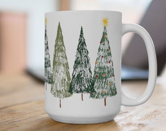 Retro Christmas Mug, Cute Christmas Coffee Mug, Christmas Tree Mug, Winter Mug, Hot Chocolate Mug, Tea Mug, Holiday Mug, Gift, Secret Santa