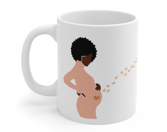 Mother's Day Mug for Black Mom, Baby Shower Gift for African American Woman, Afro Lady, Melanin Mug, New Mom Pregnancy Announcement, Coffee