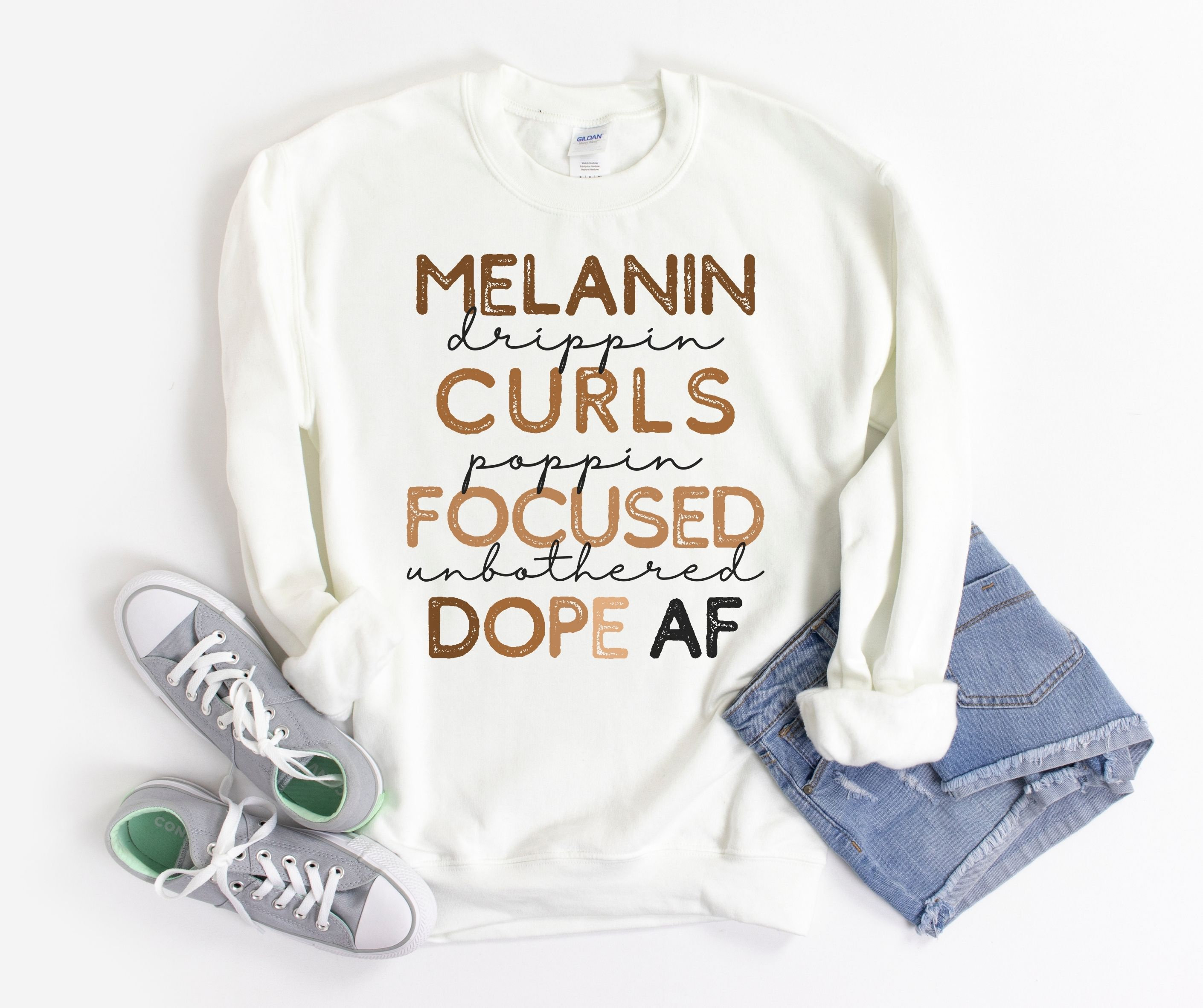 Melanin Poppin Sweatshirt pull Crewneck Black Culture Shirt Melanin Love Sweatshirt Gift for Black Girl Sweatshirt Afro Lady Magic Etsy France