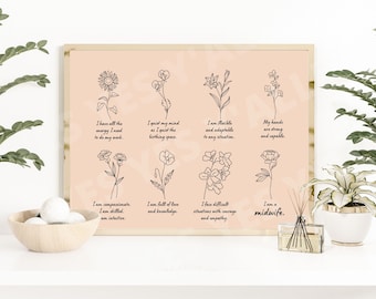 Floral Midwife Wall Art, Certified Midwife Art Print, Thank You Gift for Midwife Gifts Christmas, Intuitive Birth Affirmations for Midwife