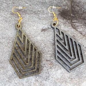Lightweight Wood Abstract Dangle Earrings