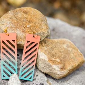 Lightweight Wood Diagonal Dangle Earrings