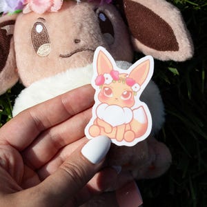 Eevee Flower Crown Sticker / Water proof