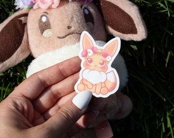 Eevee Flower Crown Sticker / Water proof