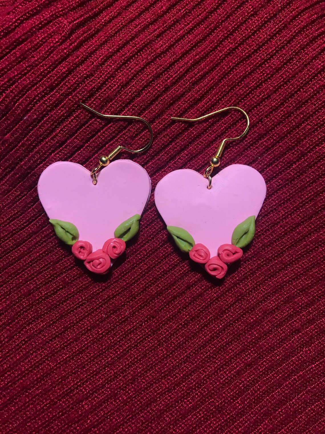 Polymer Clay Floral Heart Earrings - Etsy UK