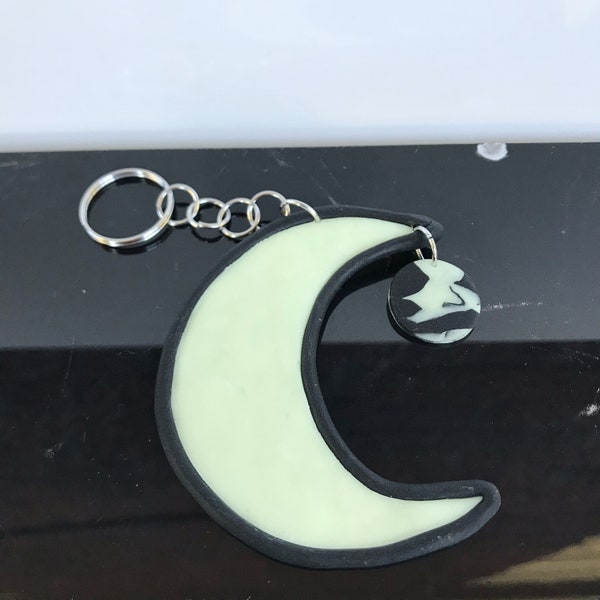 Glow In The Dark Moon Keychain