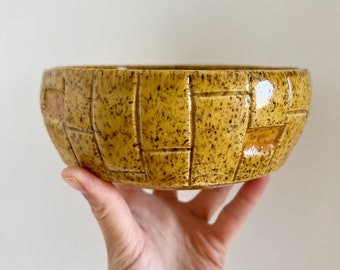 Yellow Geometric Ceramic Bowl