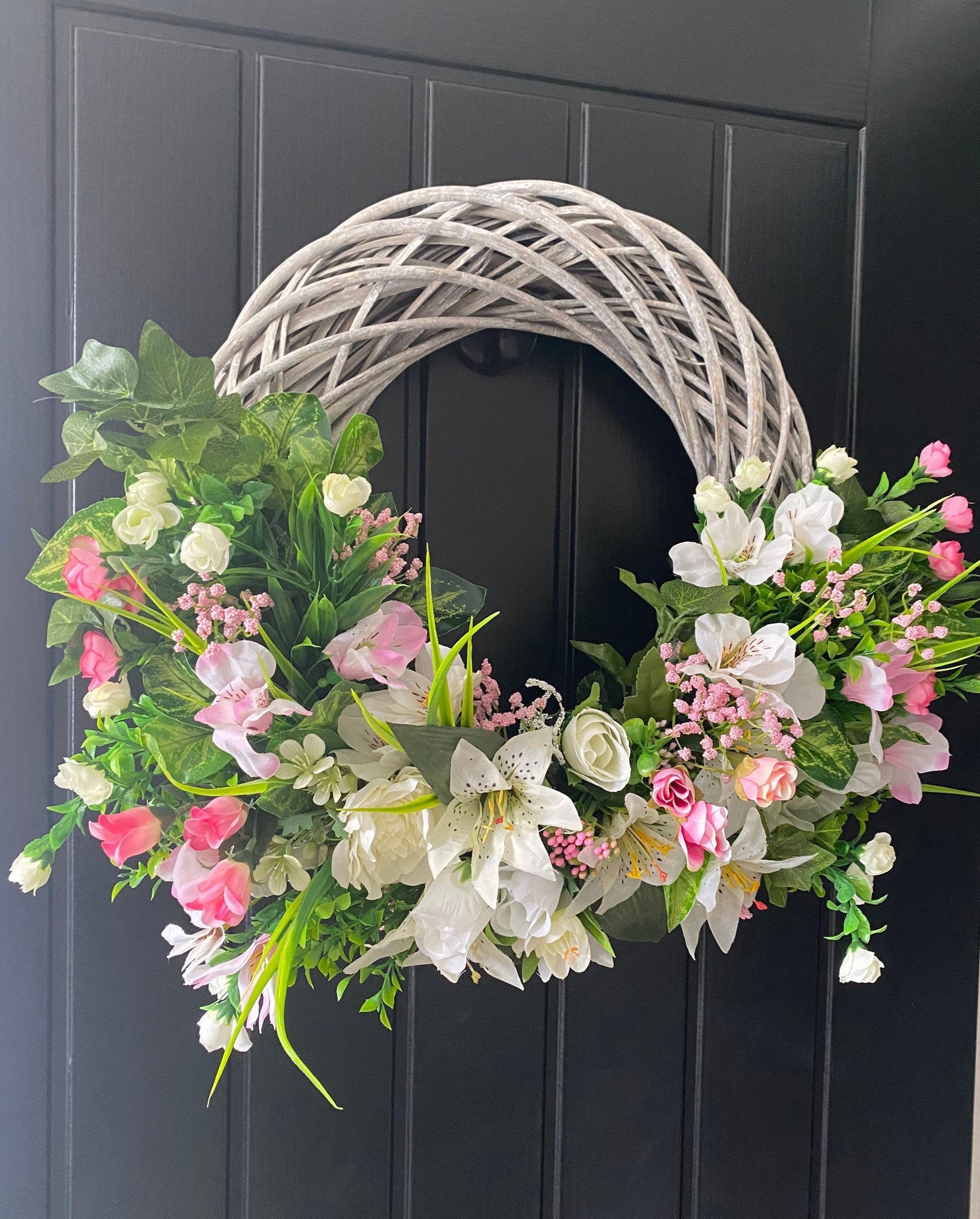 Chunky large wicker wreath Lisa summer wreath spring Etsy