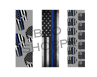 Police Gel Pens ~ Decorative Pens ~ Refillable ~ Glitter ~ Water-Slide ~ Back The Blue ~ Flag ~ Heart ~