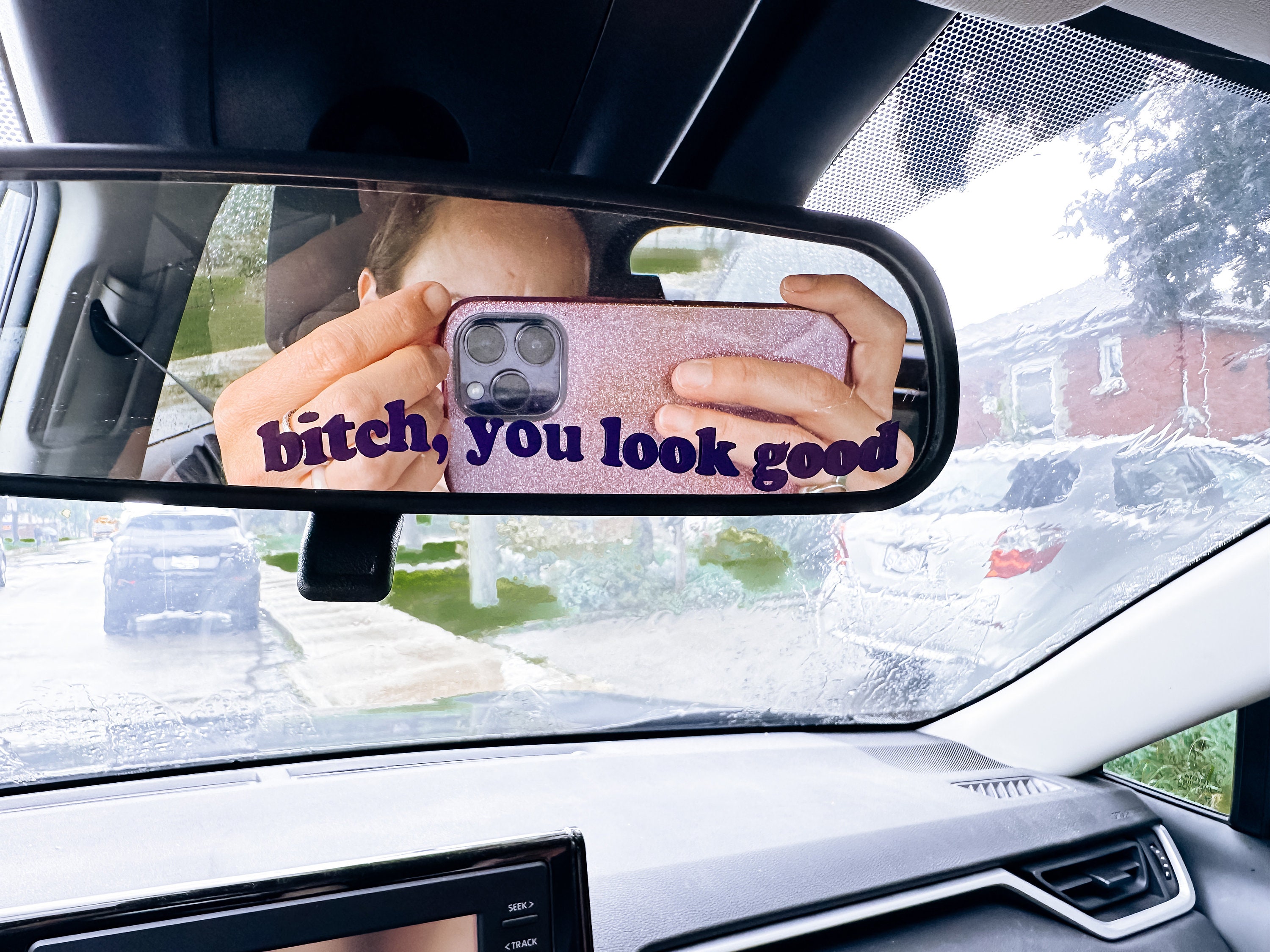 Pendentif De Rétroviseur De Voiture Avec Lettres En Strass, 1 Pièce