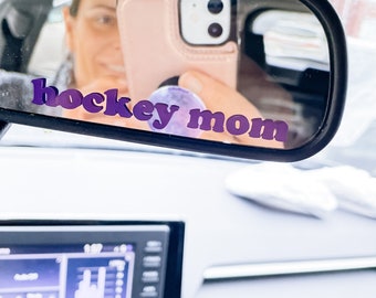 Pegatina para espejo retrovisor de mamá de hockey, pegatina para espejo retrovisor de mamá de hockey, regalo para mamá de hockey, accesorio para coche de mamá de hockey, decoración para coche de mamá de hockey