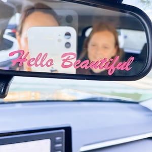 Hallo mooie autospiegel sticker, achteruitkijkspiegel sticker, zelfliefde sticker, bevestiging sticker, auto sticker voor vrouwen, je bent mooi