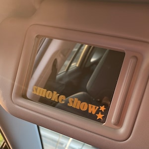 Smoke Show Car Mirror Vinyl Decal: Trendy Car Decor