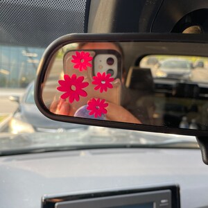 Daisy’s Car Mirror Decal, Rearview Mirror Decal, Cute Car Decal, Daisy Car Sticker, Trendy Car Accessory, Decal for Women, Flower Decal